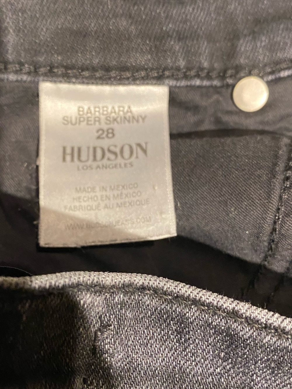 Hudson Barbara Super Skinny Black Distressed Jeans, size 28 - Picture 3 of 6